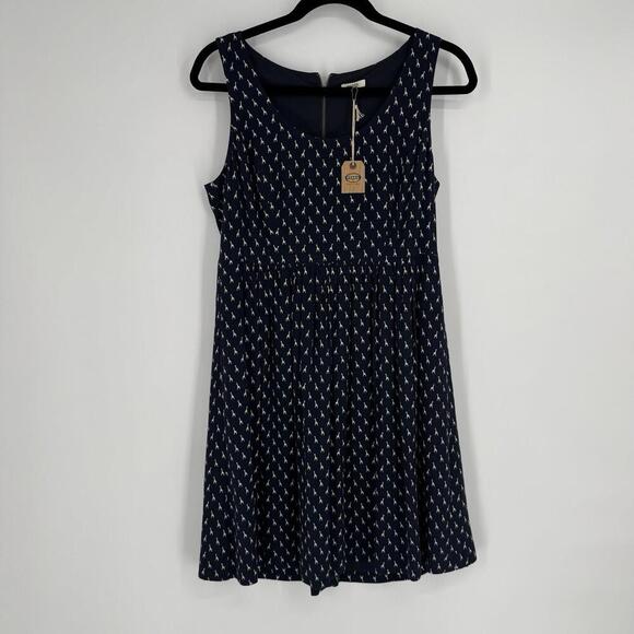 Fossil dress womens medium M navy blue giraffe zoo safai summer spring modest - Picture 1 of 6